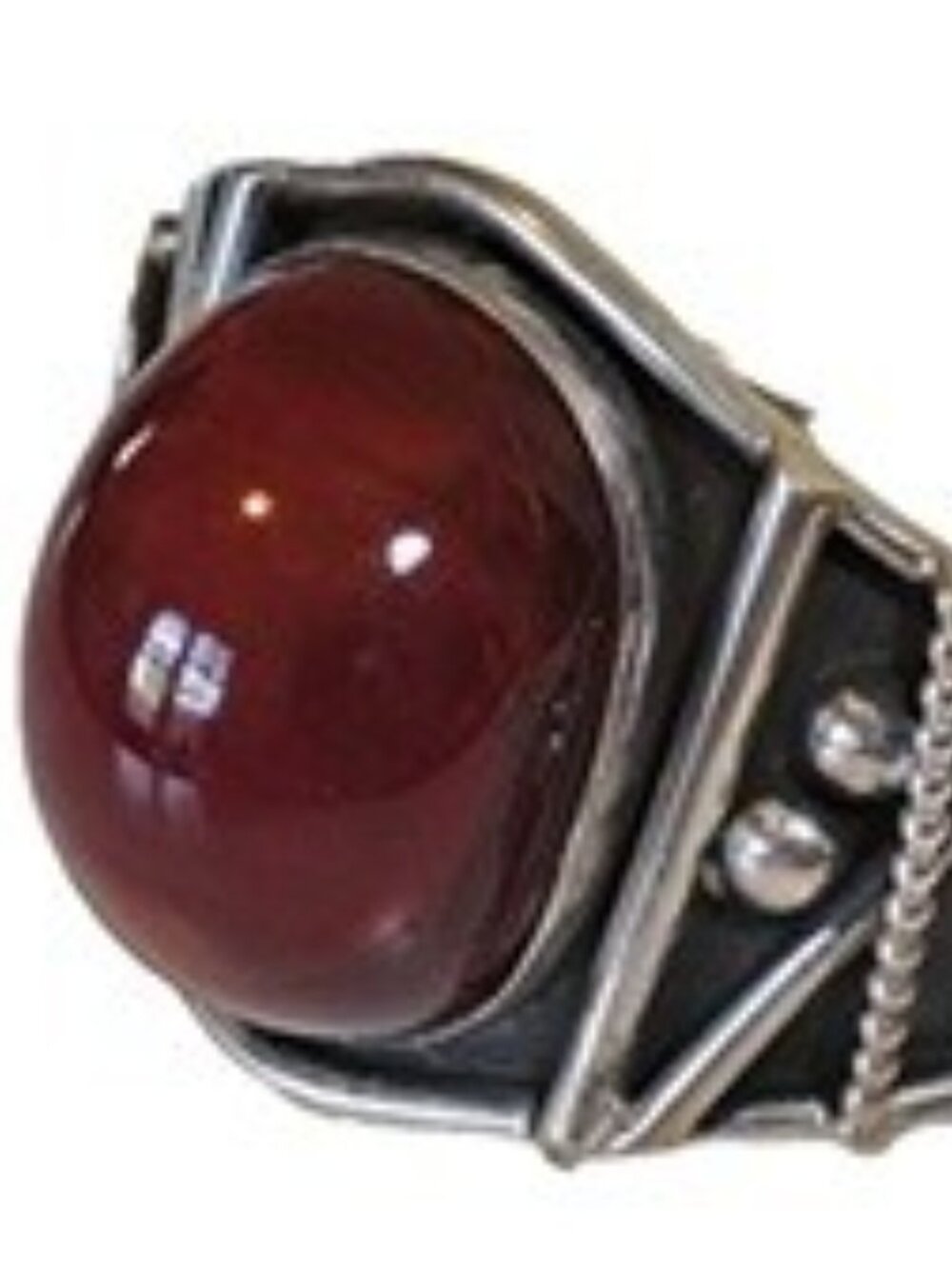 Huge Cranberry Red Agate Cabachon Sterling Silver Cuff Bracelet